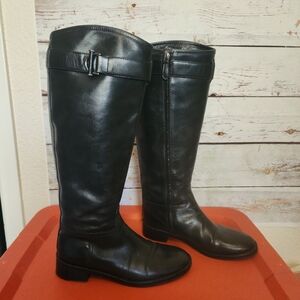 Tory Burch Black Leather Tall Flat GRACE Riding Boot size 9